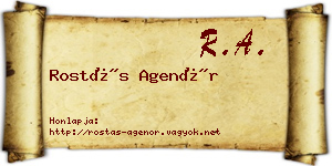 Rostás Agenór névjegykártya